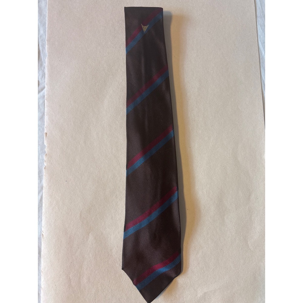 Fendi‎ Necktie Mens OS Brown Striped Excellent Silk Roma Logo Italy Business